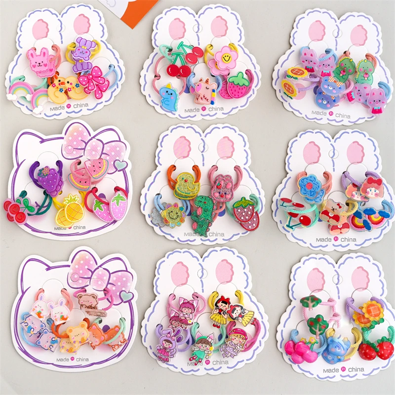 

10Pcs/Set Net Red Ins Wind Rubber Band High Elasticity Does Not Hurt Hair Small Rubber Band Baby Cute Fruit Hair Ring