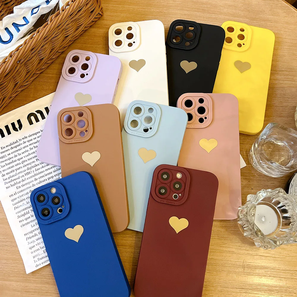 

Love Heart Case For iPhone 12 Funda INS Cover iPhone 11 13 Pro 12Pro Max XR XS X 7 8 Plus SE 2020 Silicone Lens Protective Shell