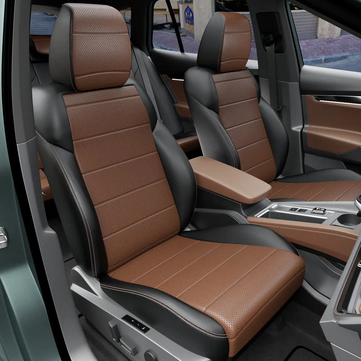Чехлы на сиденья Chevrolet Orlando 2010-2015 Черный Темно-Коричневый