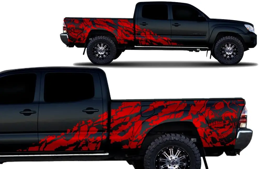 

Factory Crafts Nightmare Side Graphics Kit 3M Vinyl Decal Wrap Compatible with Tacoma 4 Door Long Bed 2005-2015 - Dark Re