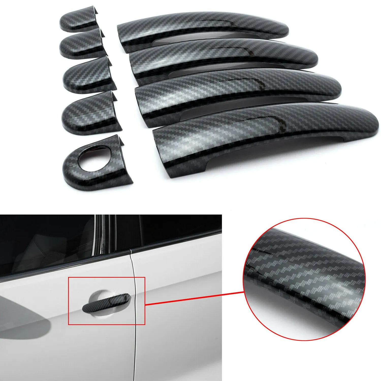 

Carbon Fiber Style Side Door Handle Decoration Trims for Jetta MK6 2012-2015 Tiguan 2009-2016 -Polo 2010-2014