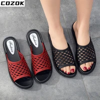 sandals slippers ladies 2022 summer fashion outer wear thick bottom middle aged elderly flat bottom non slip home mother shoes