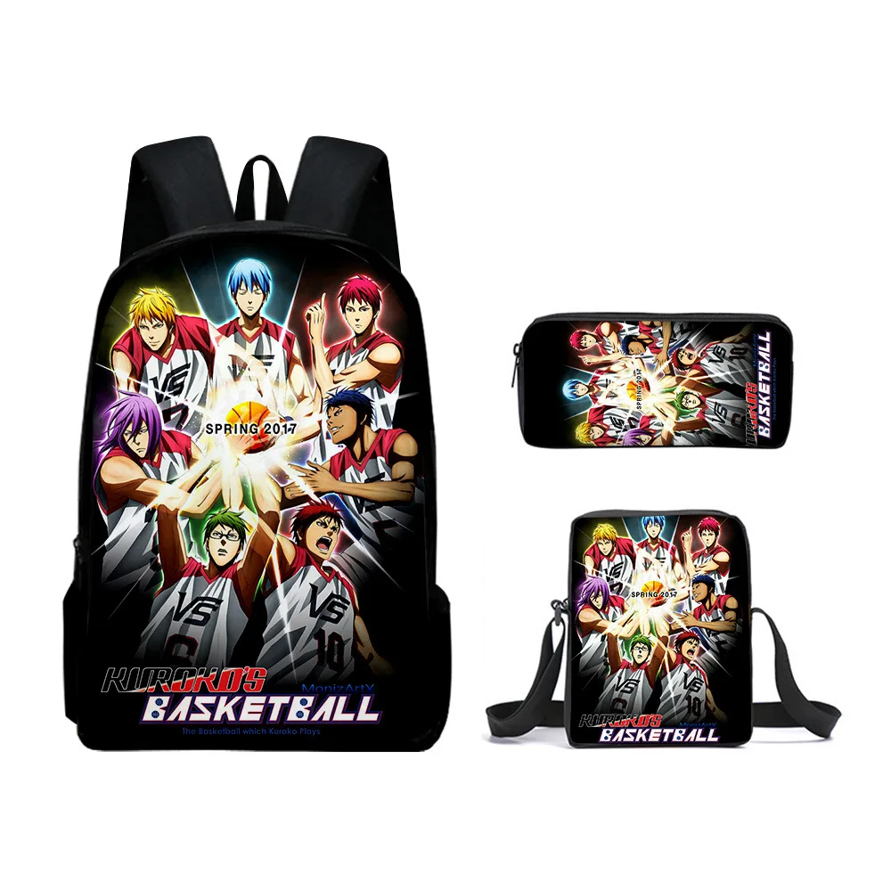 

Creative Fashion Kuroko's 3D Print 3pcs/Set pupil School Bags Laptop Daypack Backpack Inclined shoulder bag Pencil Case