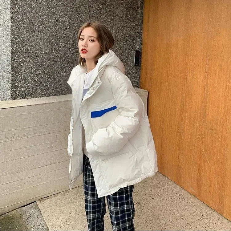 2022 New Winter Down Padded Jacket Women's Short Cotton Coat Korean Loose Thicken Parkas Coat Fashion Hooded Female Basic Coat