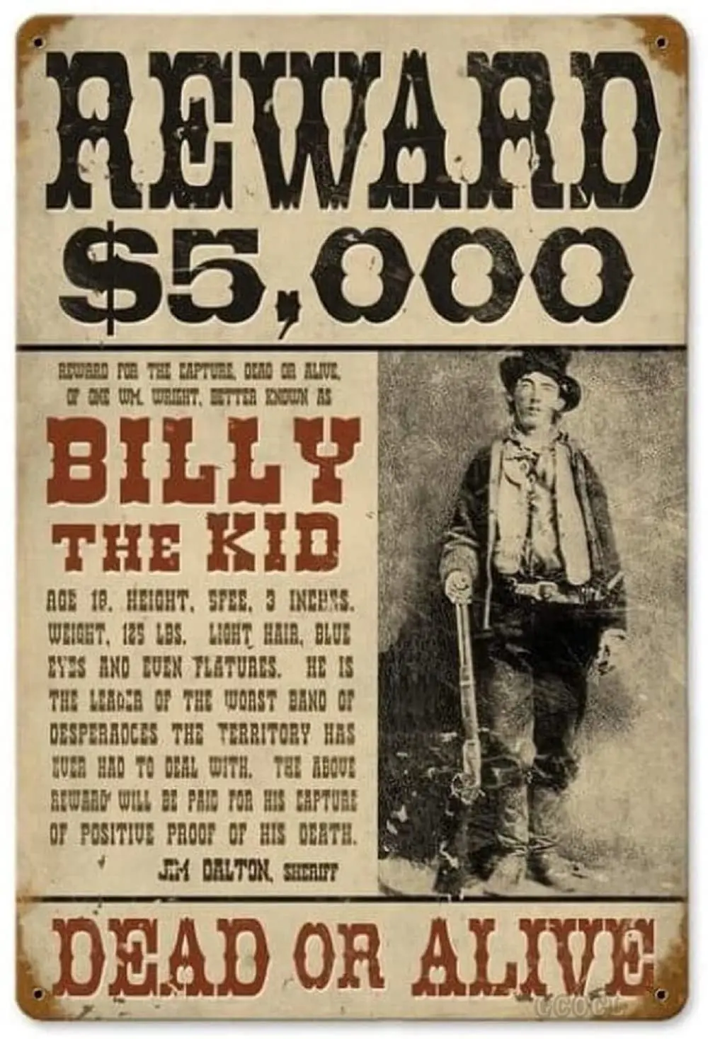 

Losea Wanted Billy The Kid Metal Tin Sign Wall Art Decor for Living Room Vintage Art Coffee Bar Signs Home Decor Gifts Decoratio