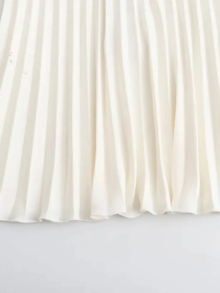 Мини-юбка трапециевидная плиссированная с поясом и высокой талией