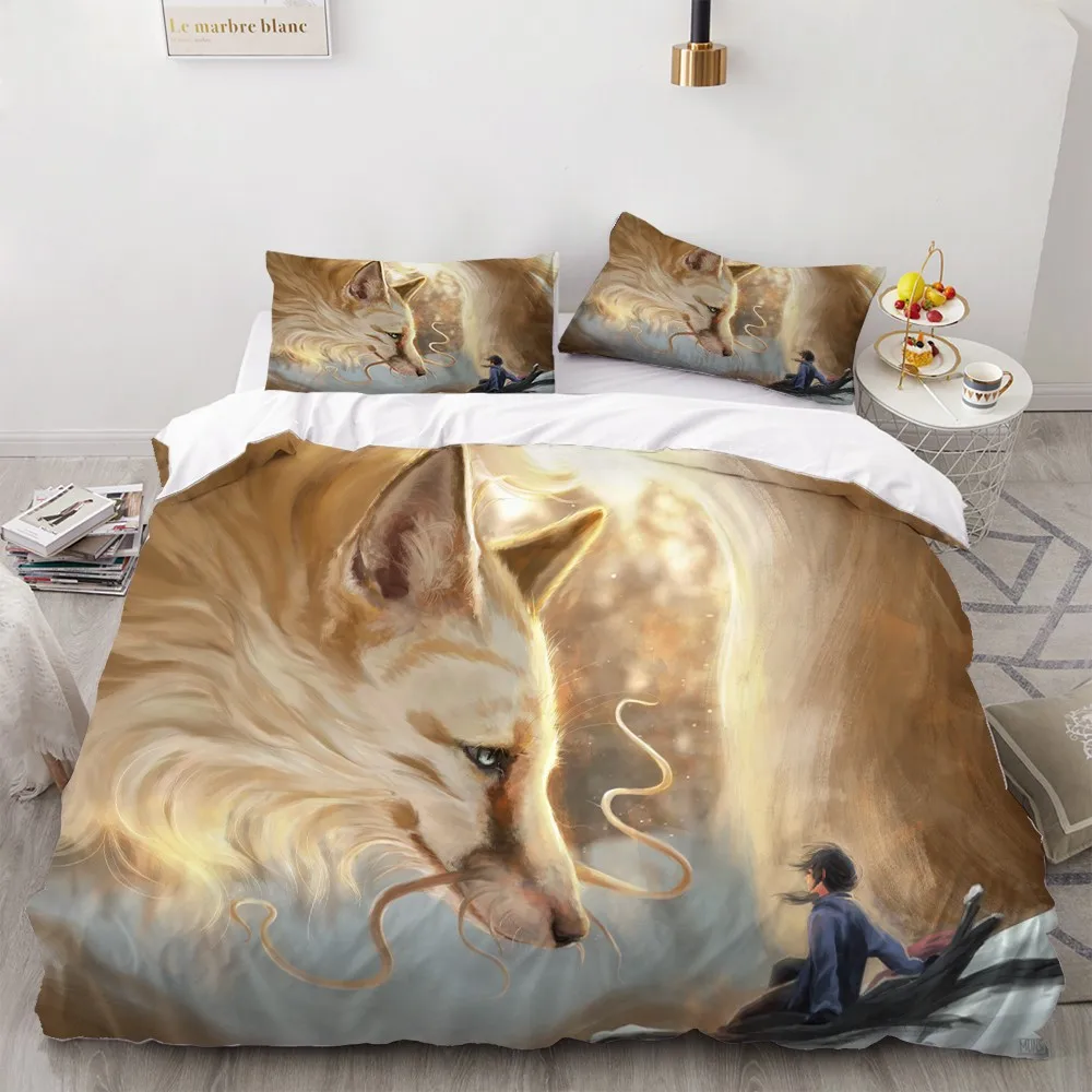 

Cute Animal Theme Home Living Wildlife Fox Bed Dormitory Comforter Quilt Cover Set 2/3pcs Single Full Size Teens Bedroom Bedding