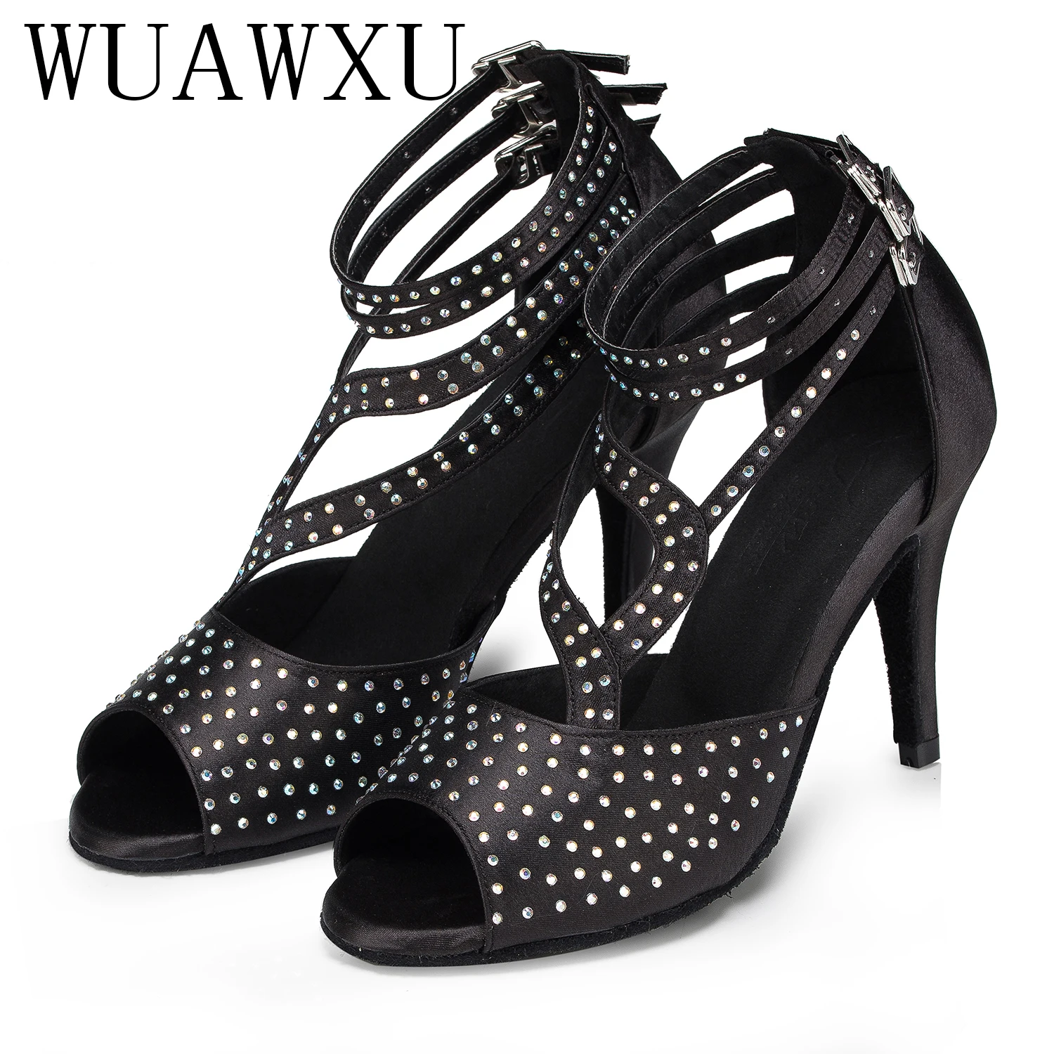 NATASHA Latin Dance Shoes Adult Women's Medium High Heel 8.5cm Hot Diamond National Standard Double Square Dance Shoes Soft Sole