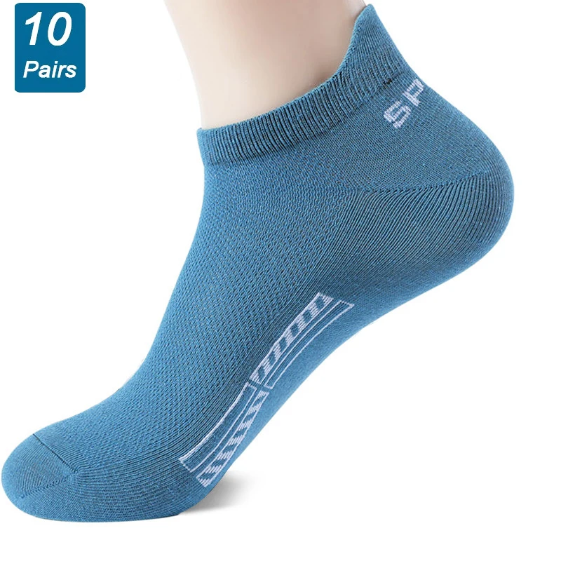 10Pairs High Quality Men Ankle Socks Breathable Cotton Sports Socks Mesh Casual Basketball Athletic Thin Summer Socks Size 38-45