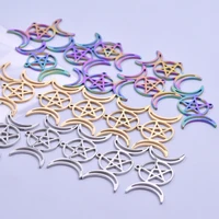 5pcslot pentagram star moon bracelets for women stainless steel charms penants accessories jewelry making diy necklace supplies
