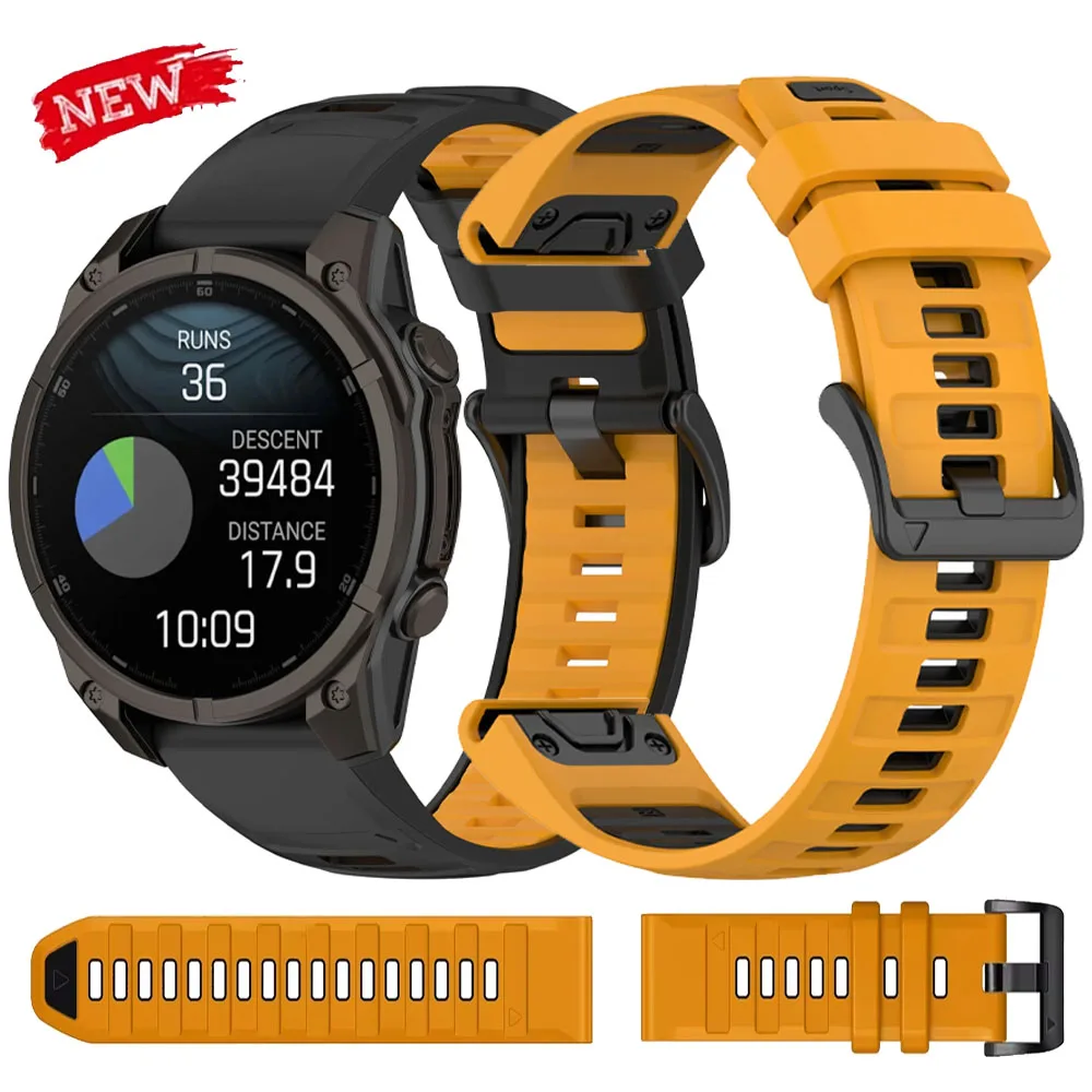 Фото Силиконовый ремешок 20/22/26 мм для Garmin Fenix 8 51 мм 47 мм, быстросъемный ремешок для Garmin Forerunner 965 955 970/Instinct 3 50 мм 45 мм 40 мм №1
