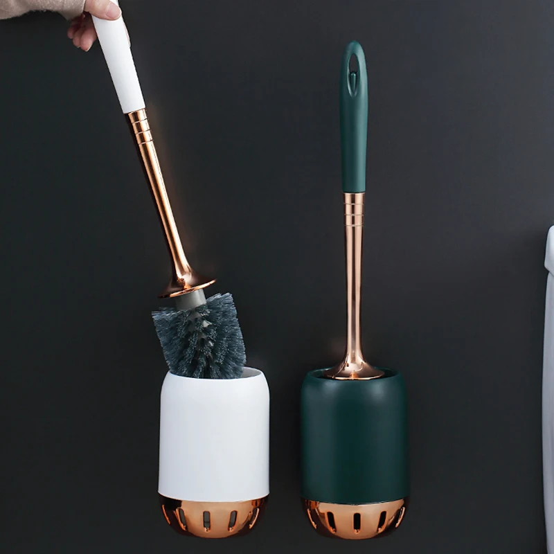 

1PCS Light Luxury Soft Wool Toilet Brush Set Wall-mouted Long Handle No Dead Plastic Cleaning Brush for Bathroom Accessories