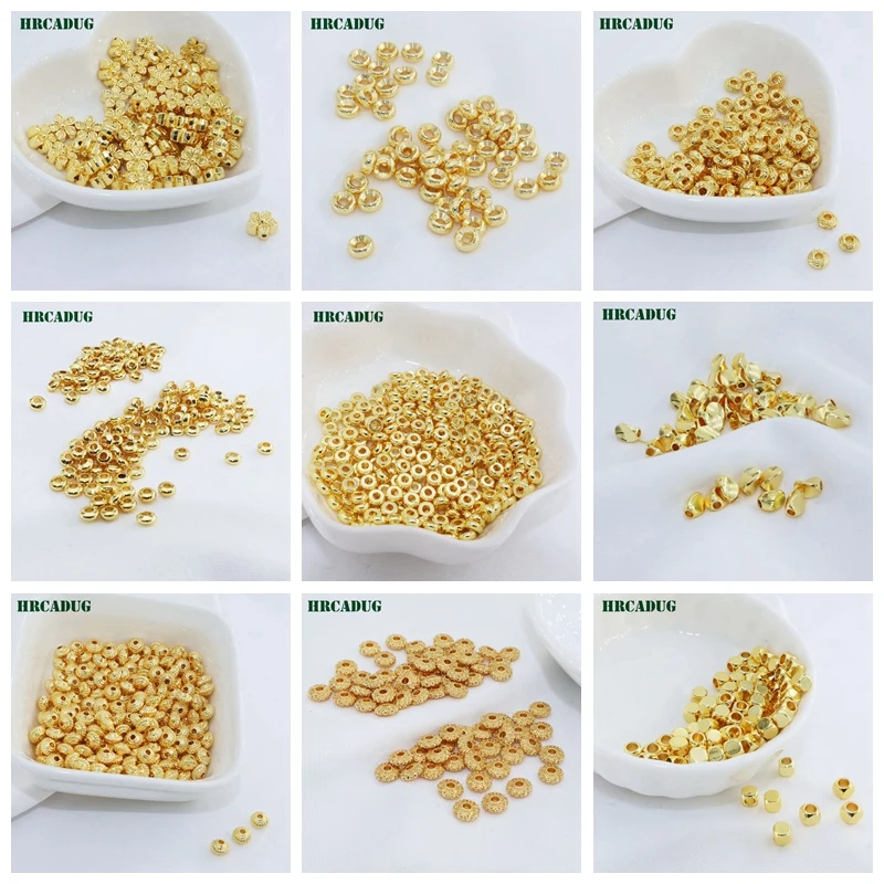 5.7mm Flower Bead 18K Gold Plated Brass Flat Spacer Special Beads For Bracelet DIY Jewelry Accessories Findings Beads Separators