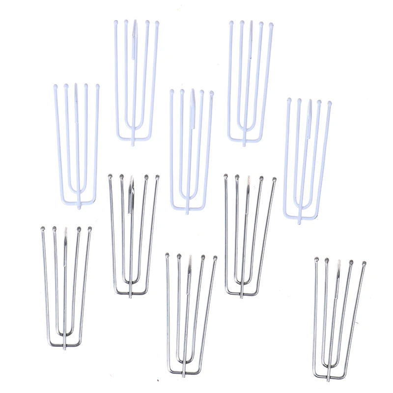 

50Pcs Fork Metal Anti-rust Curtain Tape Hook Curtain Cloth Ring Clamp Tracks Stainless Steel Curtain Accessories