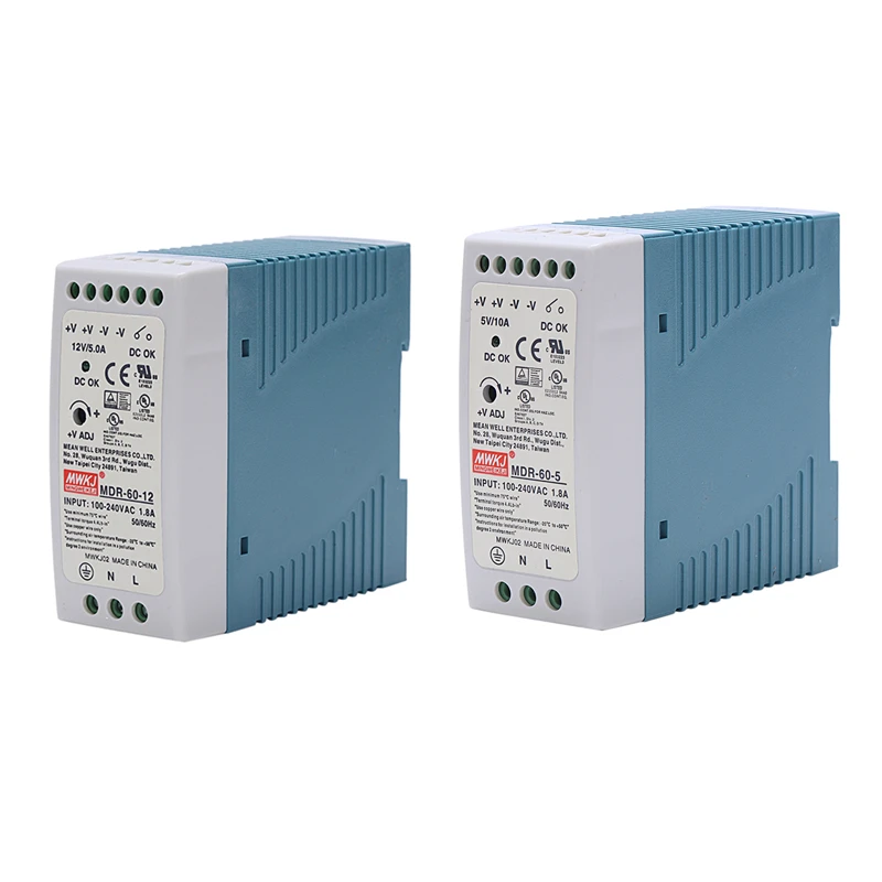 

2X MDR-60 12V/5V 60W Din Rail Power Supply Ac-Dc Driver Voltage Regulator Power Suply 110V 220V