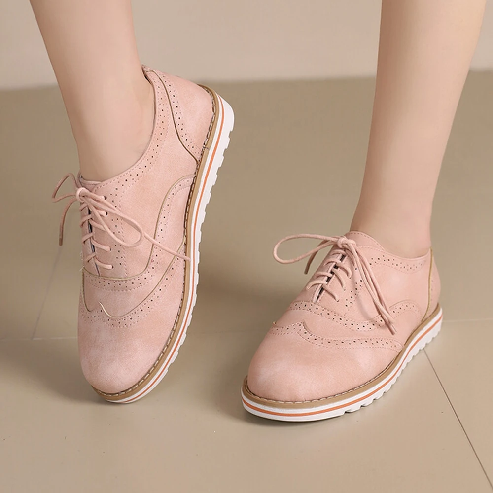 Женские кожаные лоферы повседневная обувь на шнуровке с круглым носком туфли