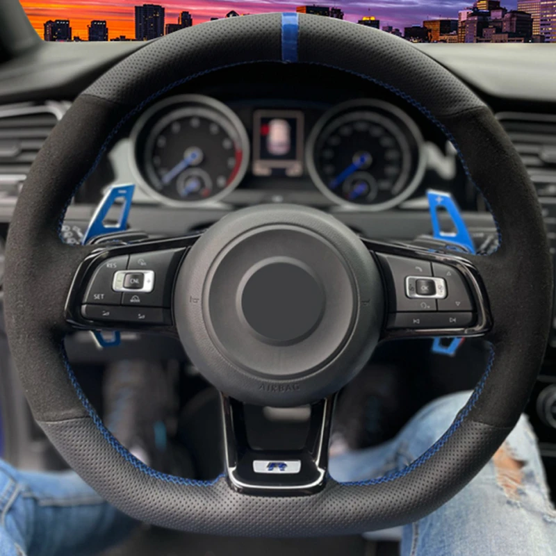 

Оплетка рулевого колеса из натуральной замши для Volkswagen VW Golf R MK7 Golf 7 GTI VW Polo GTI Scirocco 2015 2016