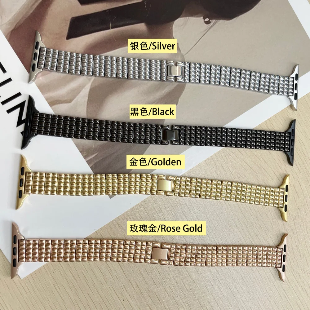 

Ремешок для Apple Watch SE4567, простой металлический клетчатый браслет для Apple Watch 7 поколения, S114