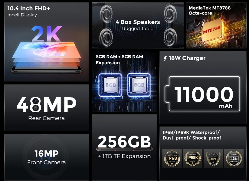 4g-планшет Fossibot Dt1 Mt8788 120 Гц 10 4 дюйма глобальная частота экран 256