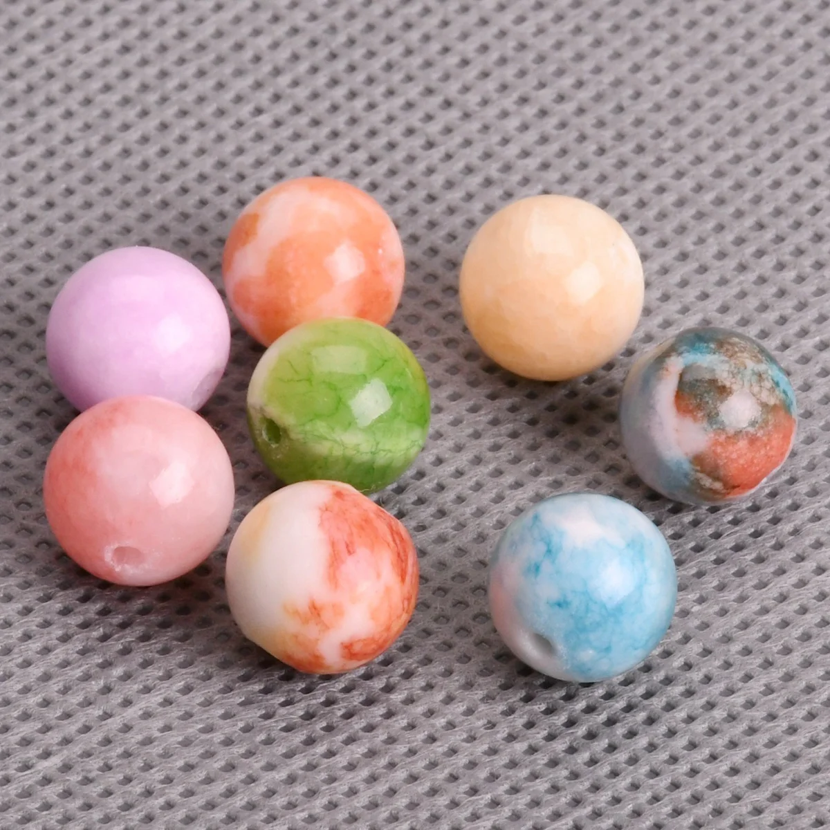 

10pcs Round 10mm Colorful Dyed Natural Stone Loose Beads For Jewelry Making DIY Crafts Findings