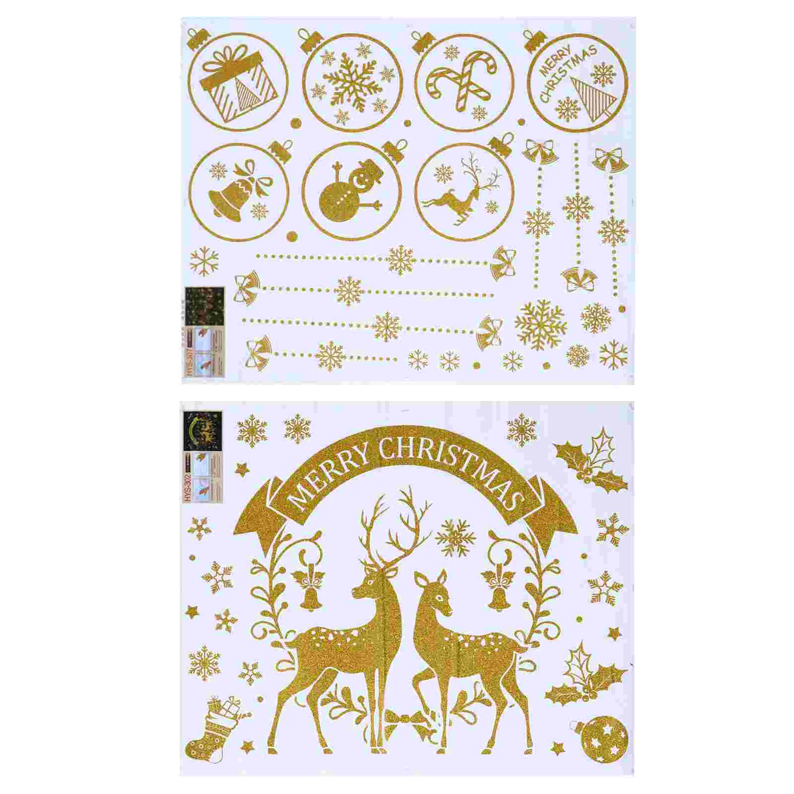 

2 Sheets Christmas Decals Chic Shopwindow Decal Sticker for Party