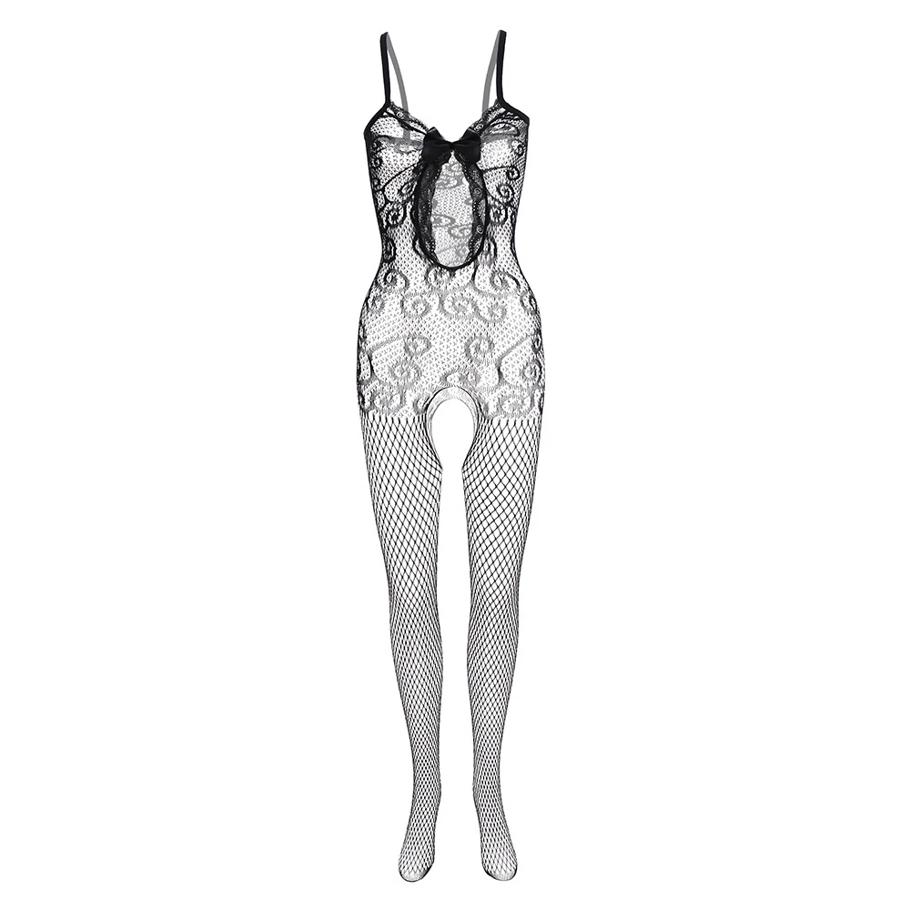 

Men Sissy Hollow Out Sexy Open Crotch Bodysuit Fishnet Sheer See-Through Ultra-thin Stocking Crotchless Pantyhose Underwear