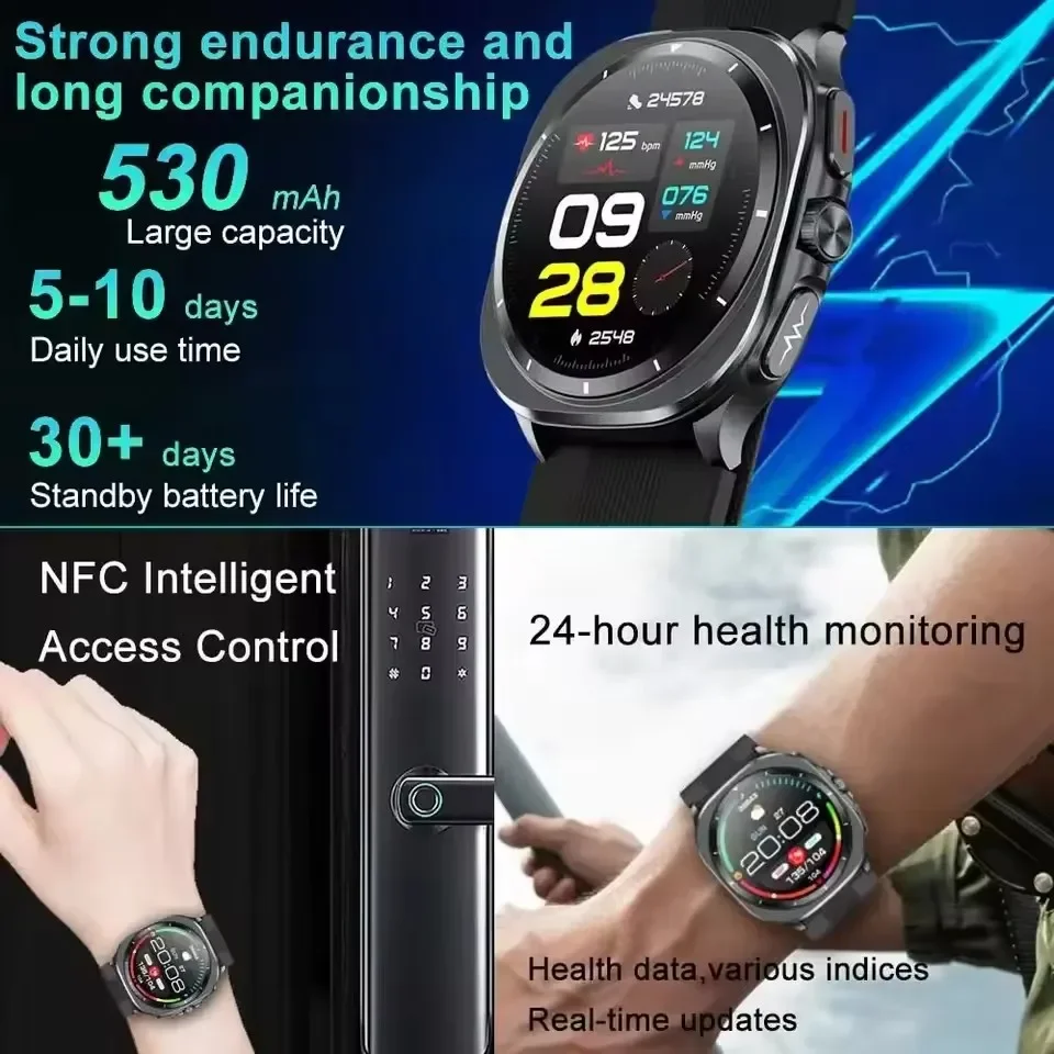 Новые умные часы для треков здоровья, Bluetooth-вызов, NFC, воздушный насос, подушка безопасности, настоящий измеритель артериального давления, умные часы для измерения здоровья, кислорода в крови (art.: 3920d4278b06a) - 3920d4278b06a