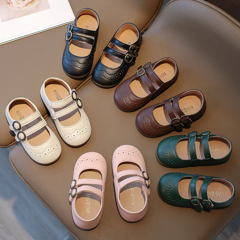 

Новая модная детская обувь, элегантные детские туфли принцессы из искусственной кожи, Нескользящие демисезонные детские винтажные туфли для девочек