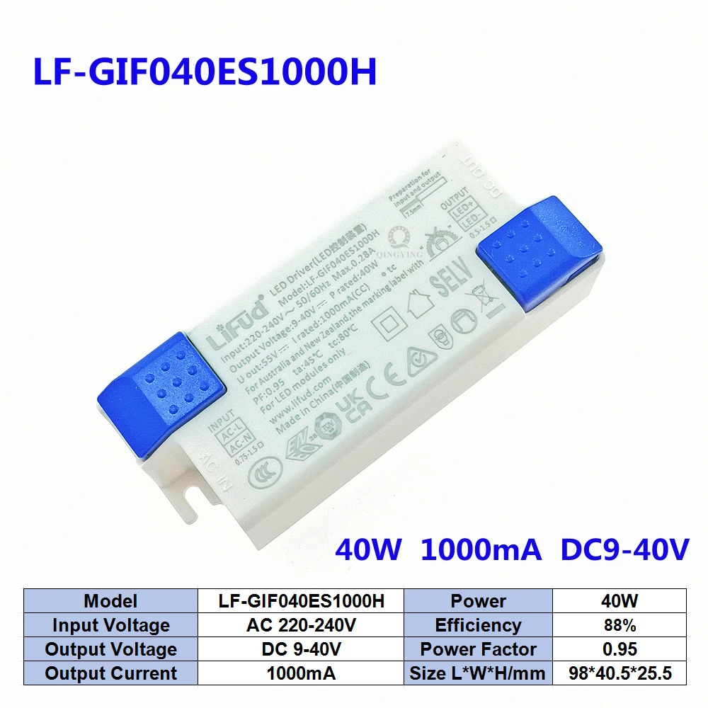 

Без мерцания DC9-42 в выход Lifud светодиодный Driver GIF040ES 800mA 850mA 900mA 950mA 1000mA 1050mA для панелей потолочных трансформаторов