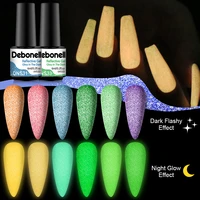 1 bottle luminous reflective glitter gel polish glow in dark fluorescent semi permanent soak off uv gel nail art varnish manicur