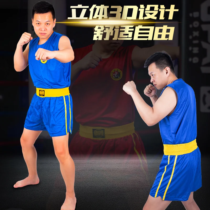 

Unisex Boxing Uniform Sanda Suit Kongfu Uniform Wushu Clothing Martial Arts Boxing Trunks Performance Costume for Children Adult