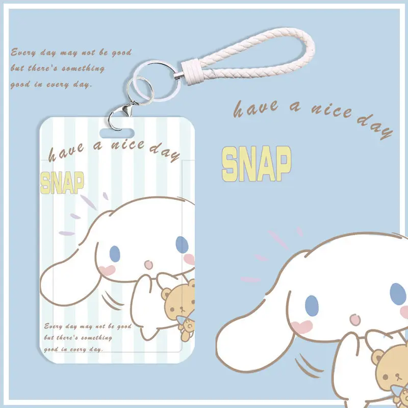 

Kawai Sanrio cartoon cute Cinnamoroll girls campus bus subway card set work certificate with lanyard chest card student card