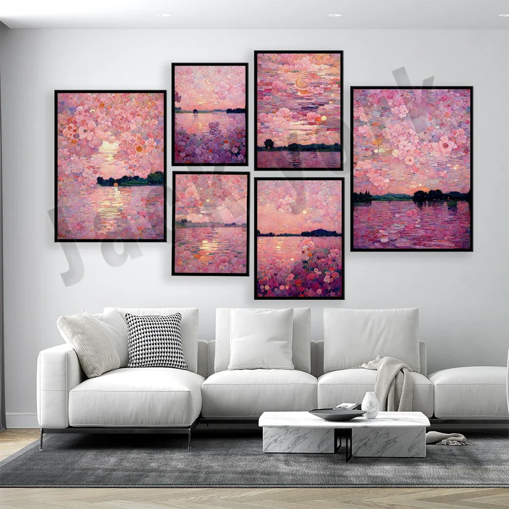 Розовый закат розовое небо Друпкен плакат Aus פר современный домашний декор стен