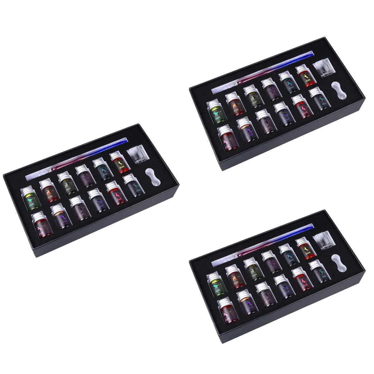 

Набор стеклянных ручек с кристаллами, 3 набора, набор ручек для подписи, старомодные инструменты для письма, набор стеклянных ручек