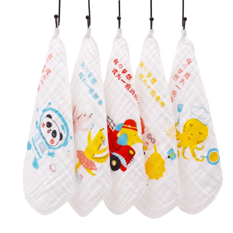 Hot Sale 5PCS/Set 30*30CM Baby Saliva Towels 6 Layer Cotton Gauze Burp Cloth Newborn Square Feeding Bibs Washcloth