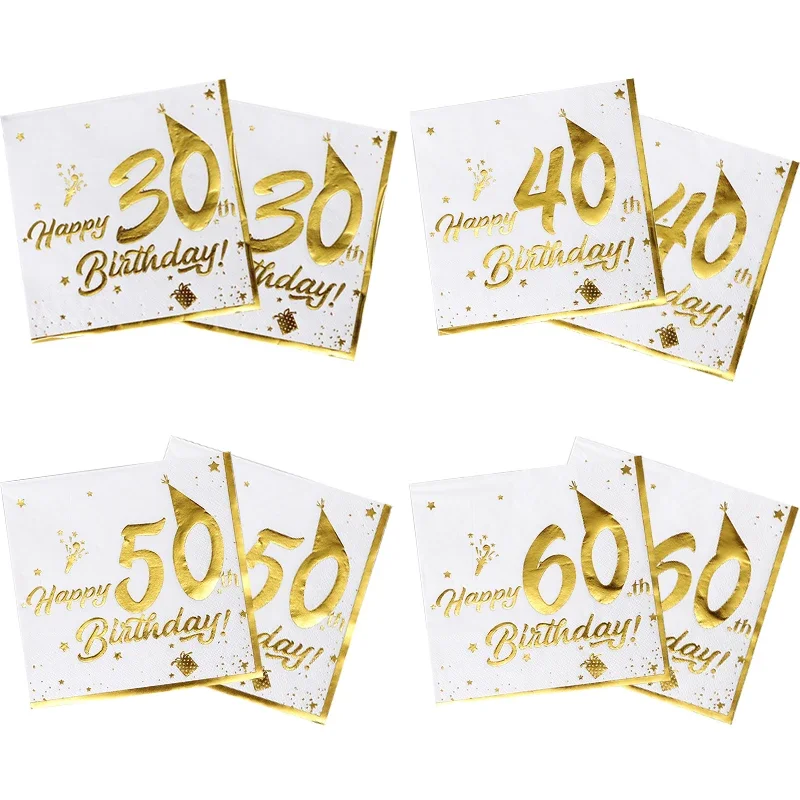 Горячее тиснение 30 40 50 60th строительные Салфетки Для Взрослых на годовщину