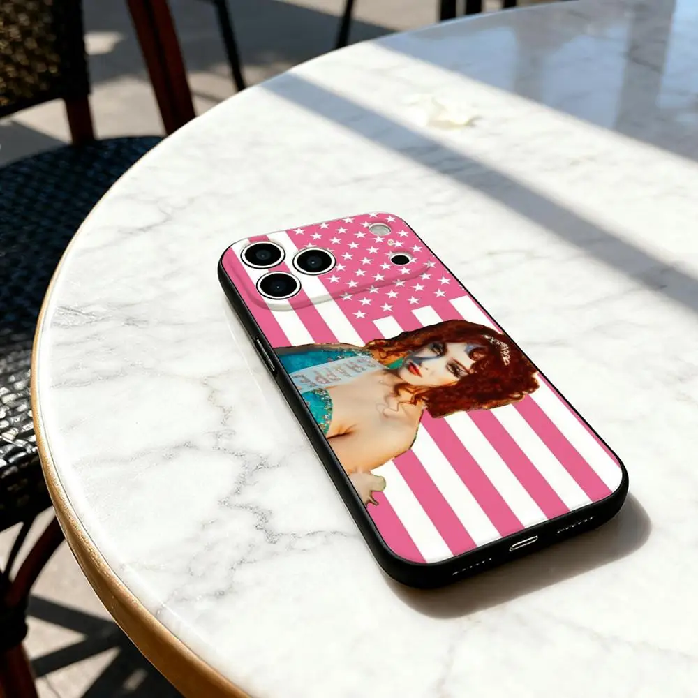Фото Чехол для телефона Singer C-Chappell Roan для iPhone 17 16 15 14 13 12 11 Pro Max Plus Air Mini, мягкий, черный №4