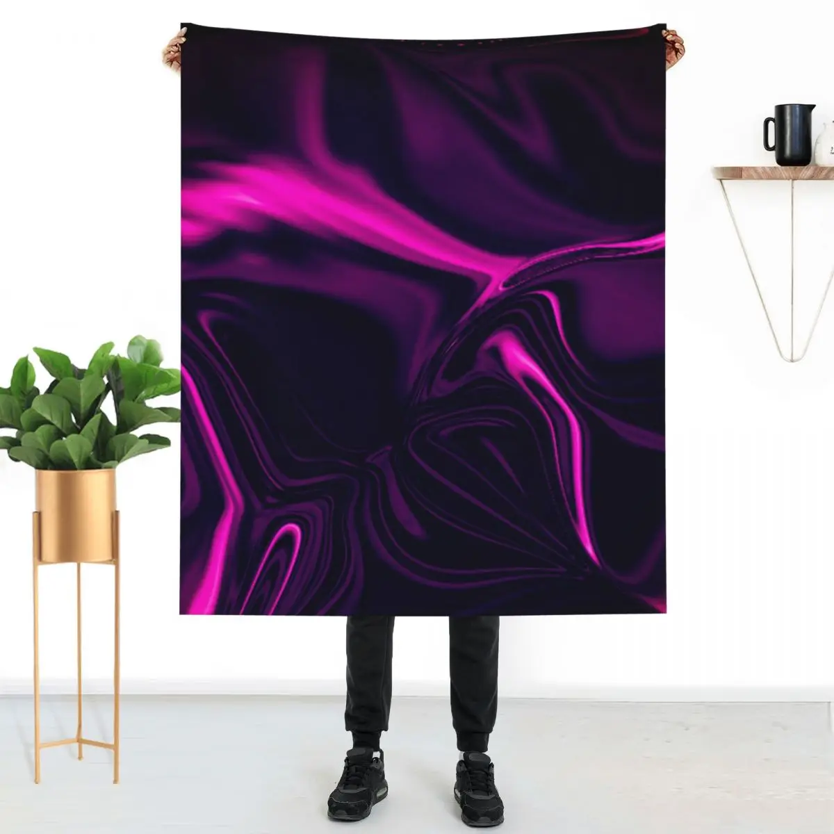 Abstract Marble Blanket Dark Pink Print Soft Custom Throw Blanket Winter For Bed Blankets