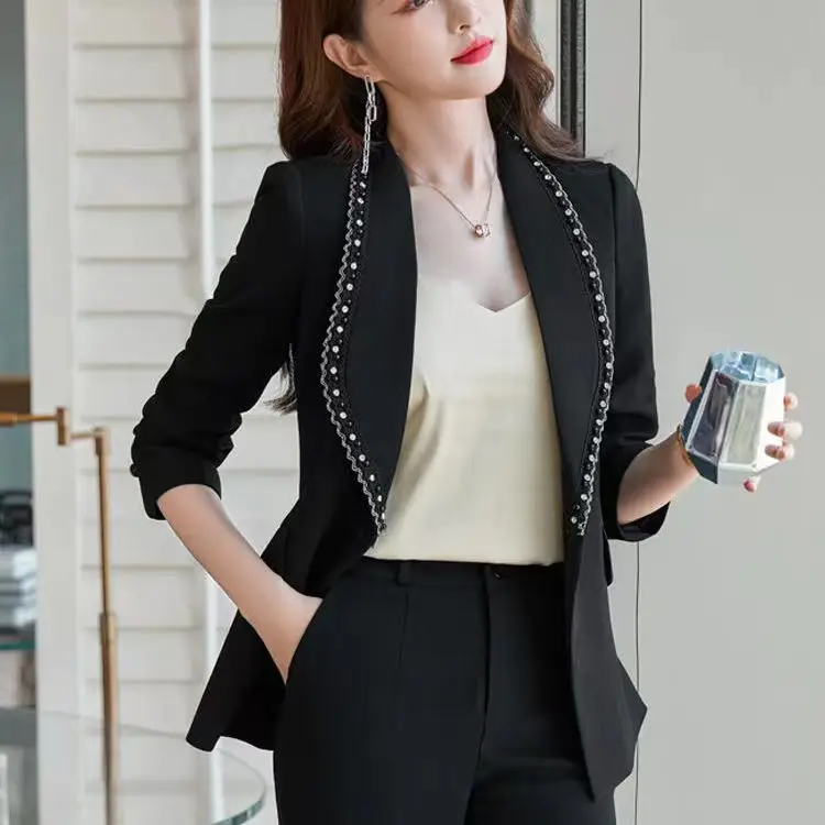 

Spring And Autumn New Style Suit Coat Fashion Slim Splice Buttons Women's Waist Closing Women's Solid Color Suit Coat