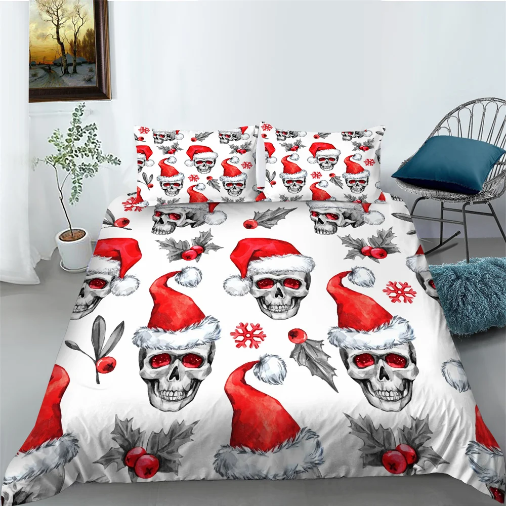 

Skull Pattern Duvet Covers Christmas Comforter Cover Set Home Bedclothes Microfiber Bedding Sets Children King Size Bedspreads