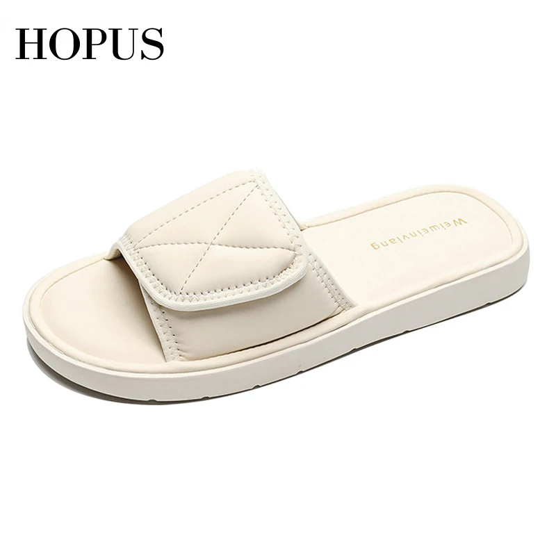 

HOPUS Summer Shoes For Women 2023 New Elegant Large Size Outdoor Ladies Slippers Fashion Simple Beach Shoes Female Flats Comfy