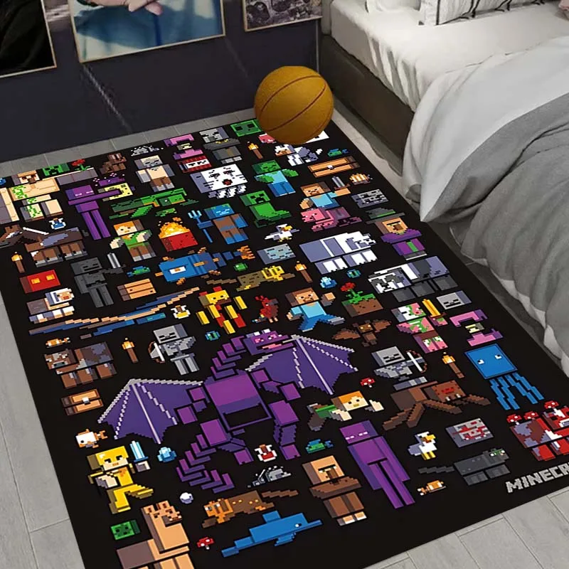 Фото Классический коврик в стиле M-Minecraft с пиксельным дизайном, 1 шт., для гостиной, нескользящий, мягкий, для спальни, детской игровой комнаты, дивана, домашнего декора, придверный коврик. №4