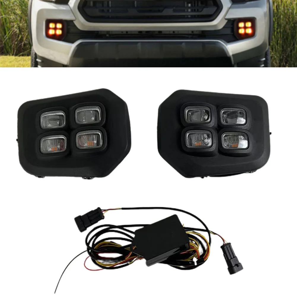 

2pcs 12V 6000K-6700K LED DRL Daytime Running Lights(LH+RH) White/ Yellow Bumper FogLamp Fit For Toyota-Tacoma 2016~2022 Car Lamp