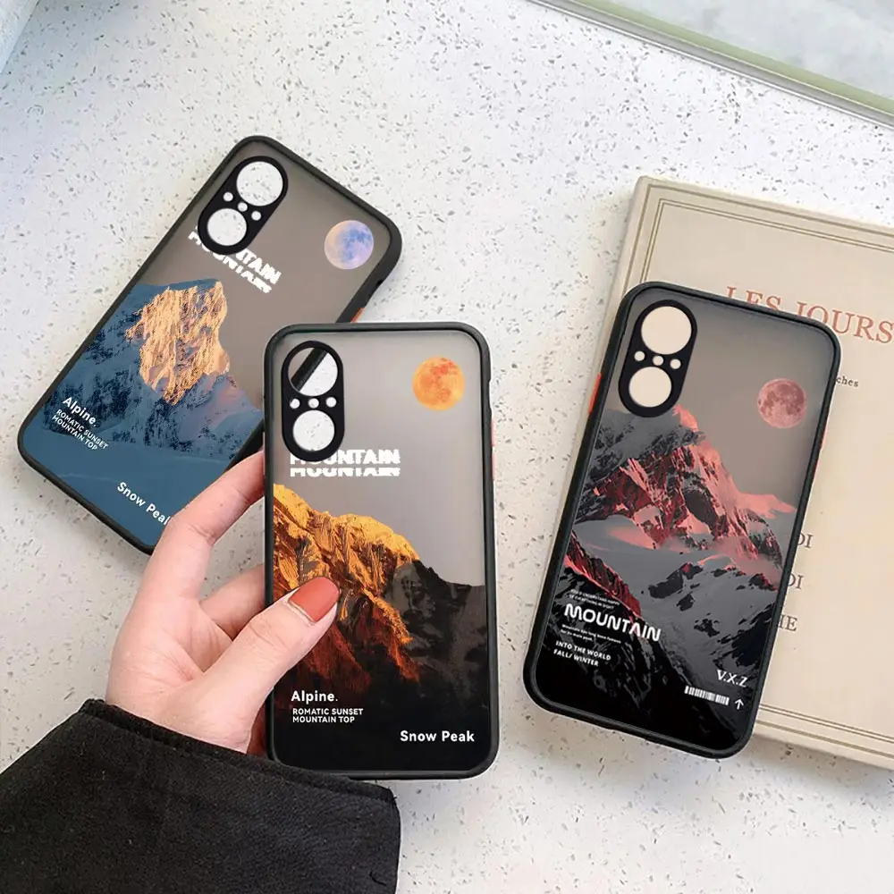 

Retro Sunset Snow Mountain Scenery Matte Clear Phone Case for Huawei NOVA Y70 9 8SE 8 7SE 7I 7 6 5I 5 4 3I 5G Funda Coque Cover