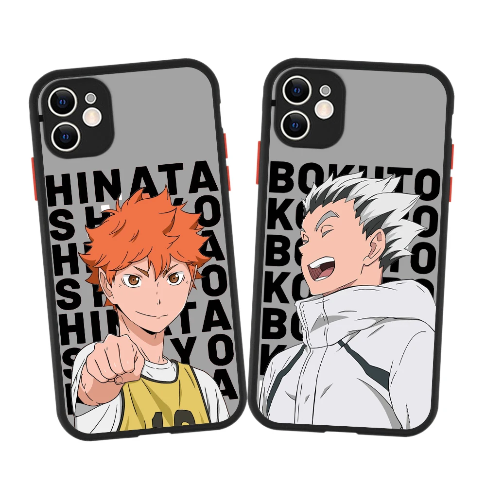

Роскошный Матовый чехол для телефона iPhone 11 12 13 14 Pro Max X XR XS 7 8 Plus Haikyuu аниме мягкий силиконовый бампер Прозрачный жесткий чехол из поликарбонат...