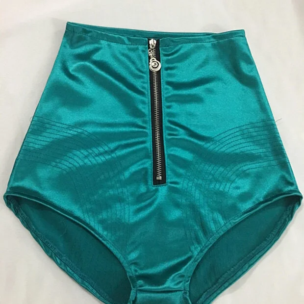 Summer Spring Glossy Gold Satin Sexy Women Shorts Casual Zipper Dance Stage High Waist Tight Bottoms