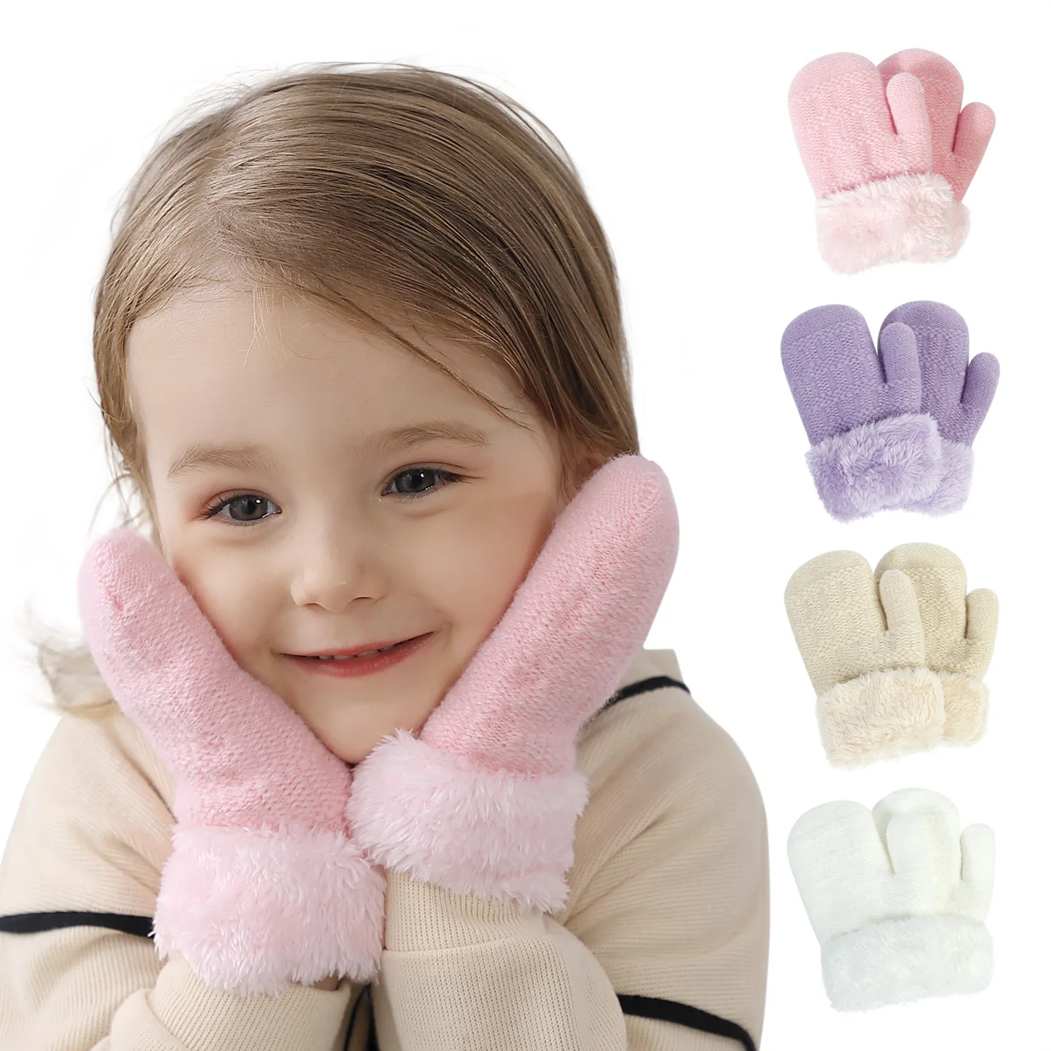 

Children's Gloves Winter Outdoor Warm Skiing Mittens Knitted Woolen Gloves