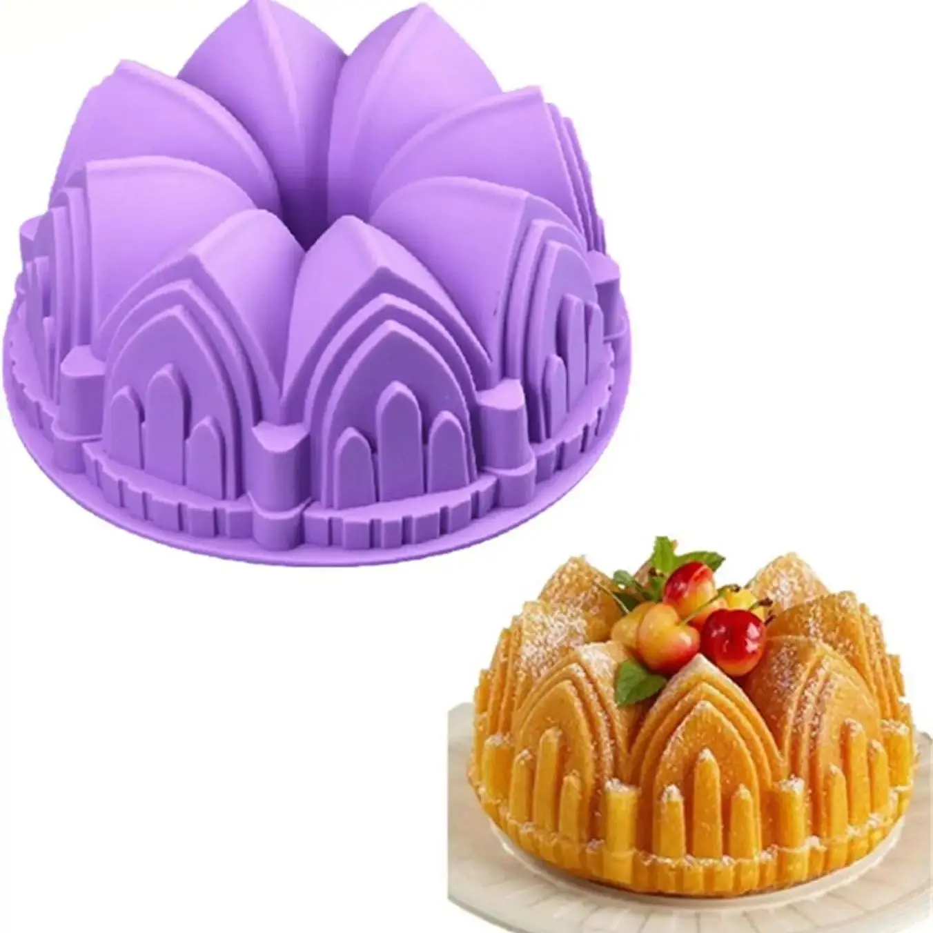 Силиконовая форма для торта 8,6 дюйма с короной и замком
