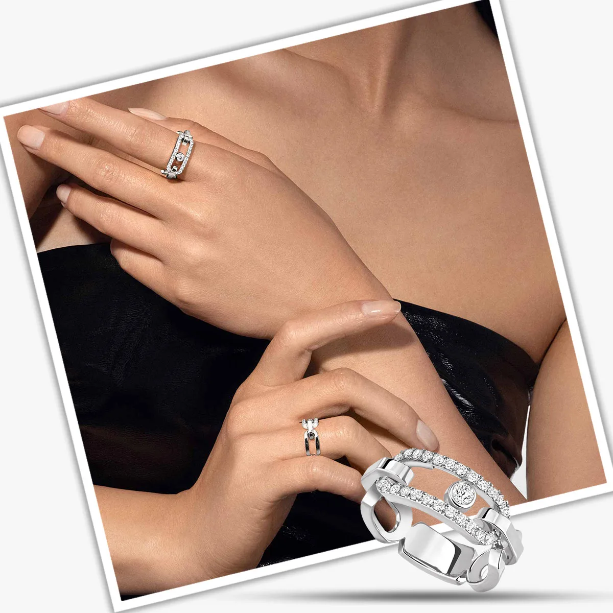 Классическое популярное женское кольцо со съемным бриллиантом 2024 плотный