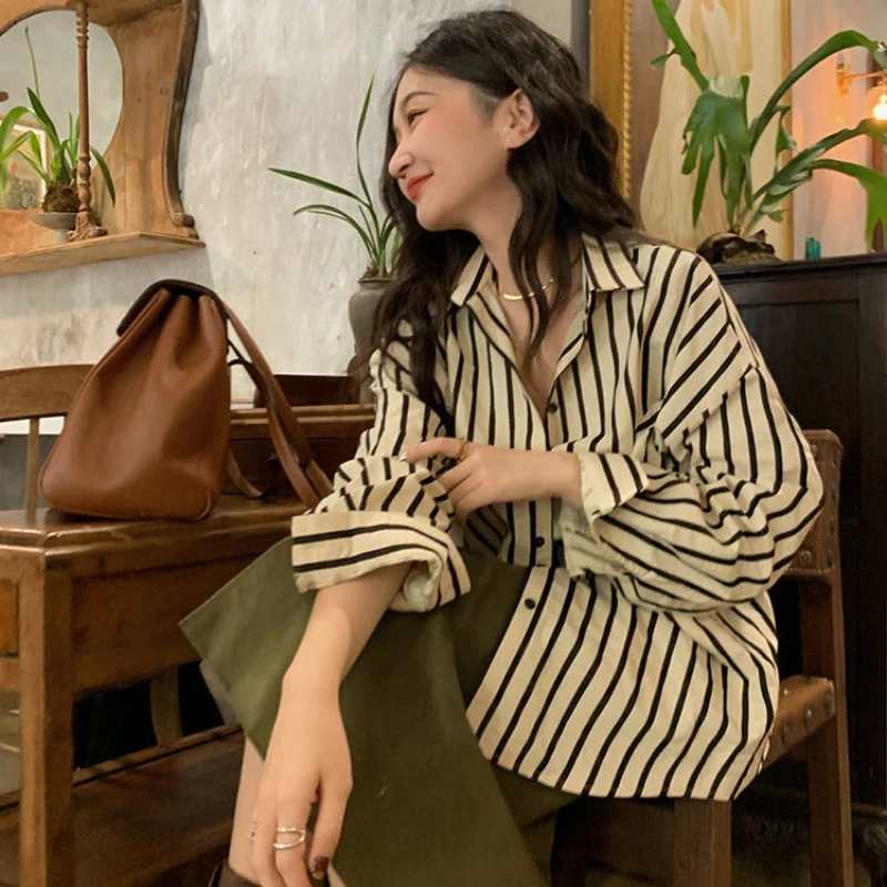 

Spring Women Summer Striped Blouse Korean Long Sleeve Womens Tops and Blouses Vintage Women Shirts Blusas Roupa Feminina Tops